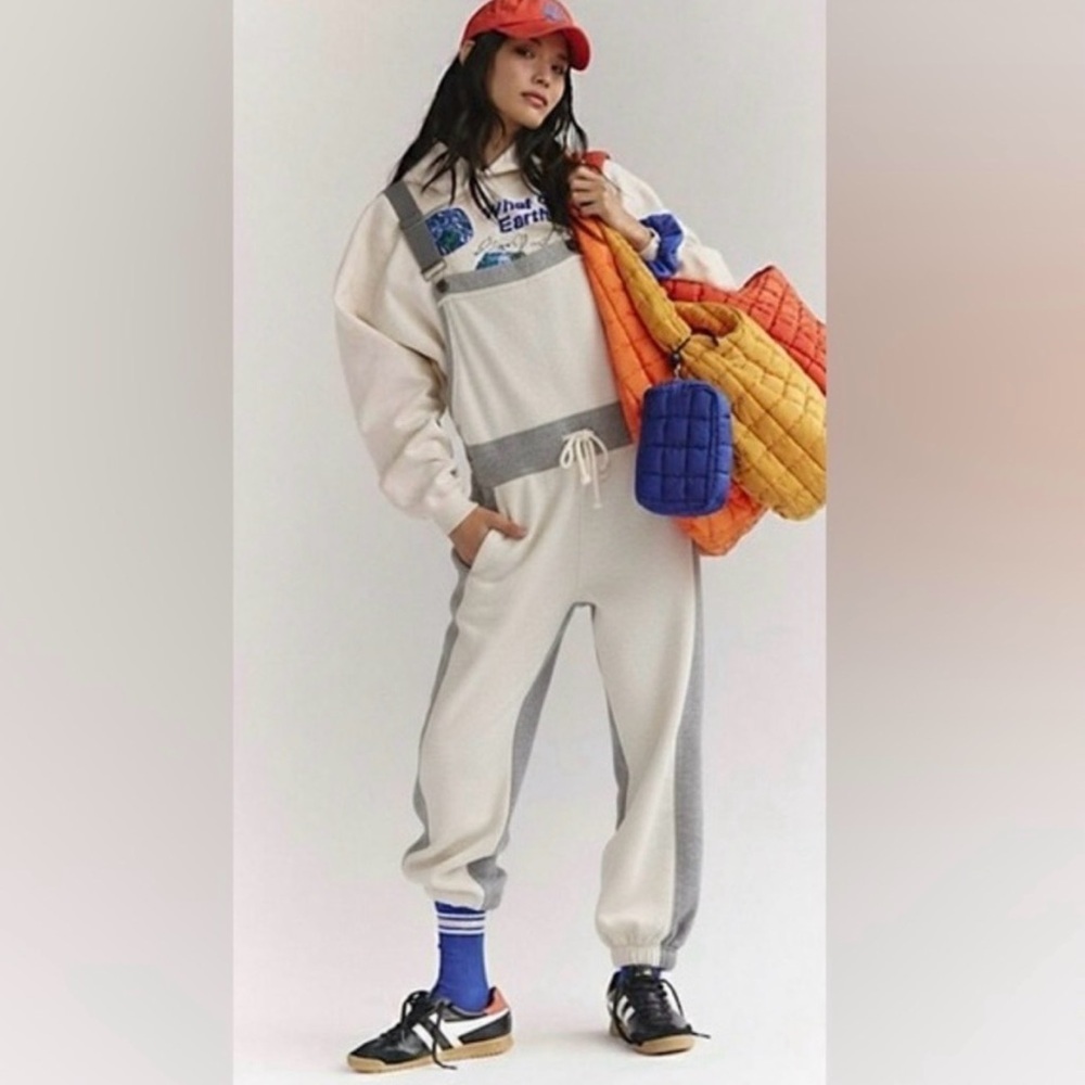 FP Movement Making It Overalls in Heather Grey Combo Size Small NWT
